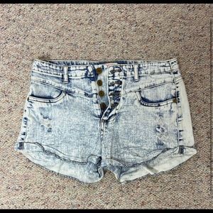 Refuge distressed hole high waisted jean shorts